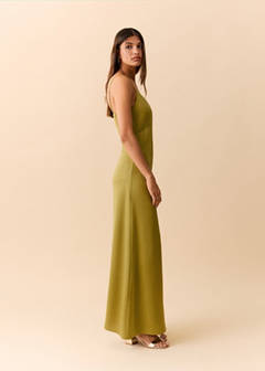 V-neck dress with spaghetti straps — Lime 1