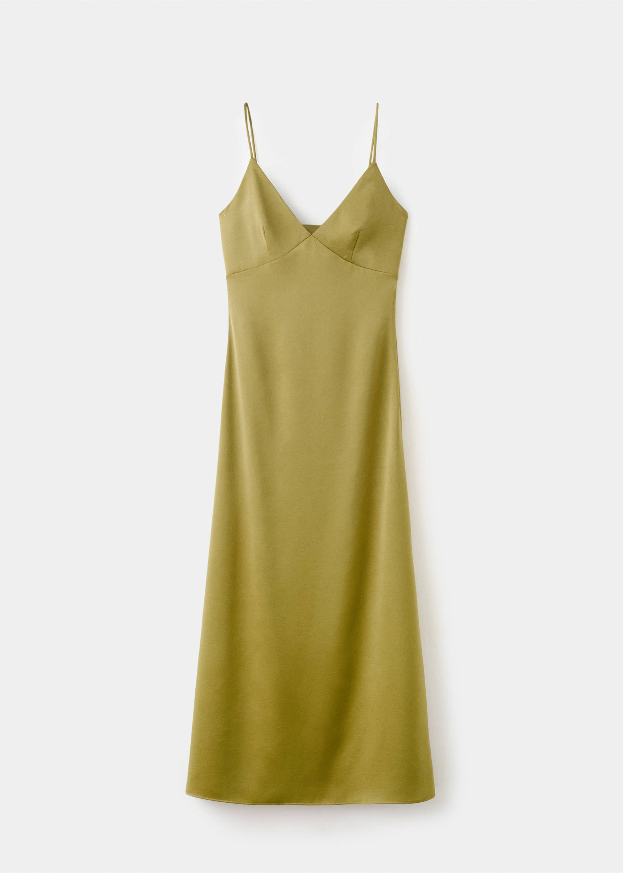 Robe à col en V avec fines bretelles - Article sans modèle, Citron vert. Ref: 37021545-00.