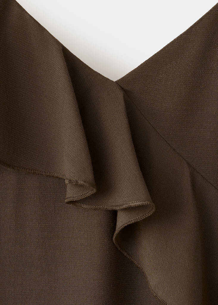 Ruffles flowy dress — Brown