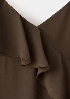 Ruffle dress with thin straps — Brown 6