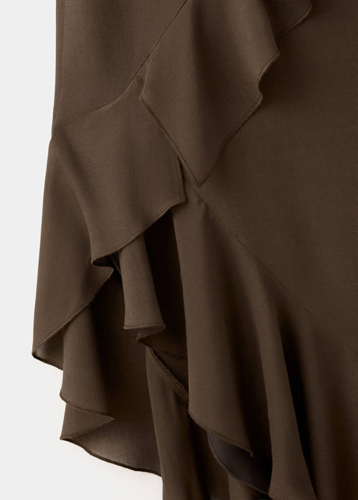 Ruffles flowy dress — Brown