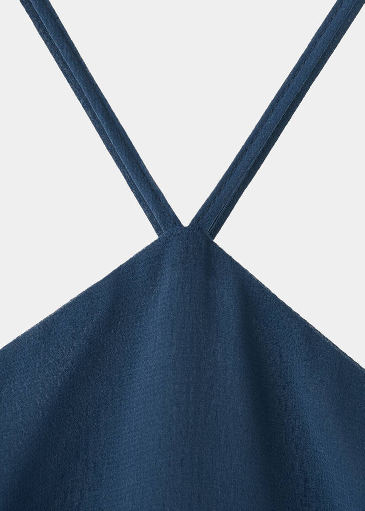 Halter neck dress with spaghetti straps — Navy