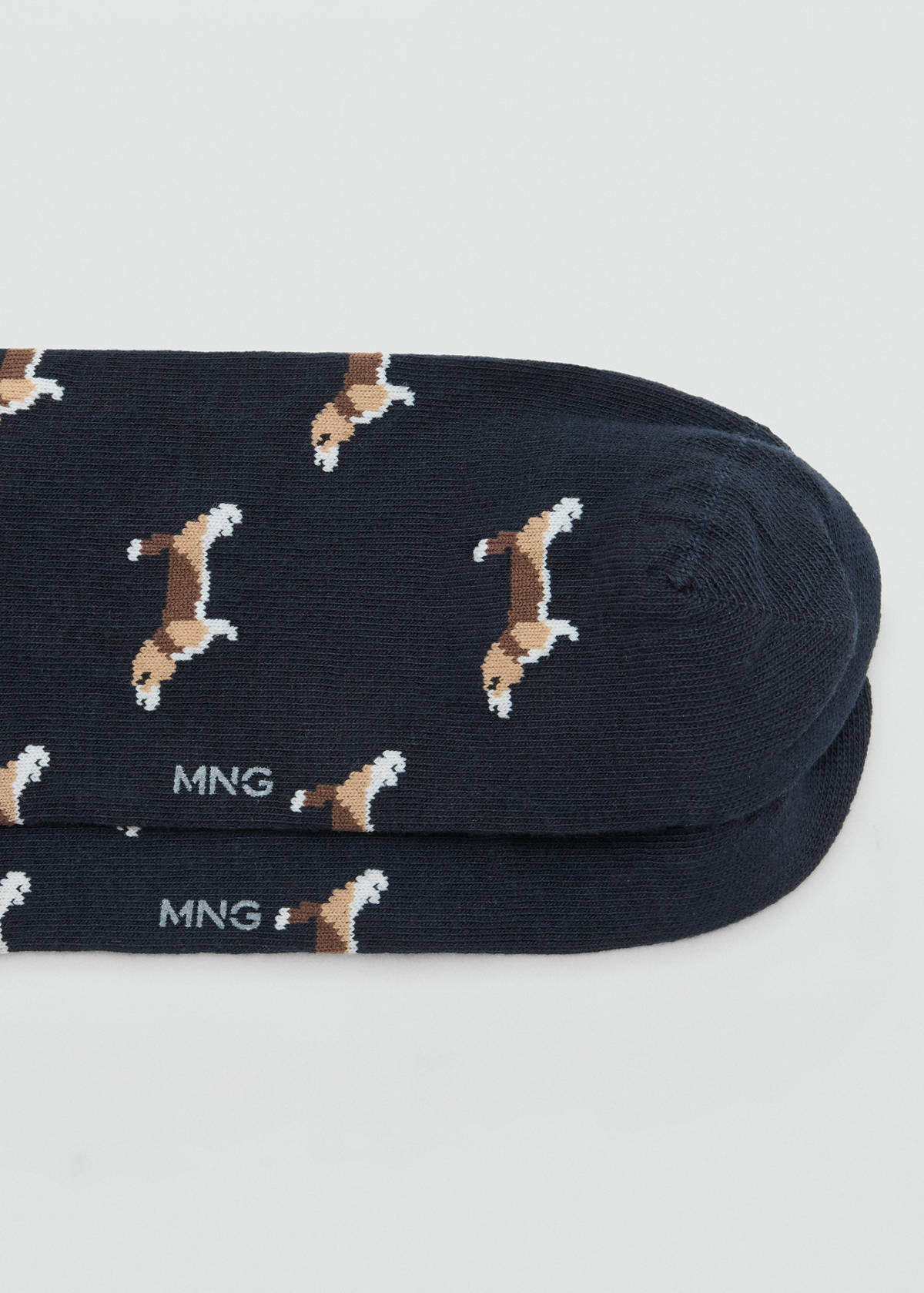 Dog-print cotton socks — Navy
