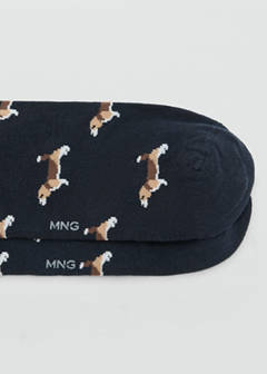Dog-print cotton socks — Navy 3