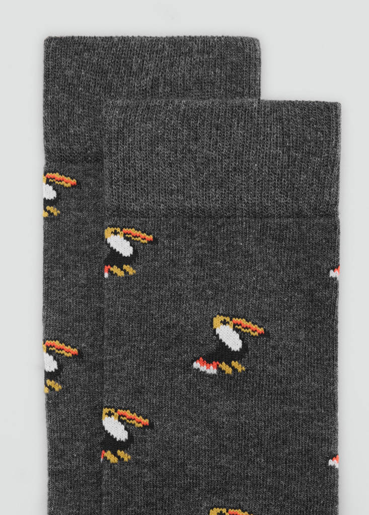 Toucan print socks — Dark Heather Grey
