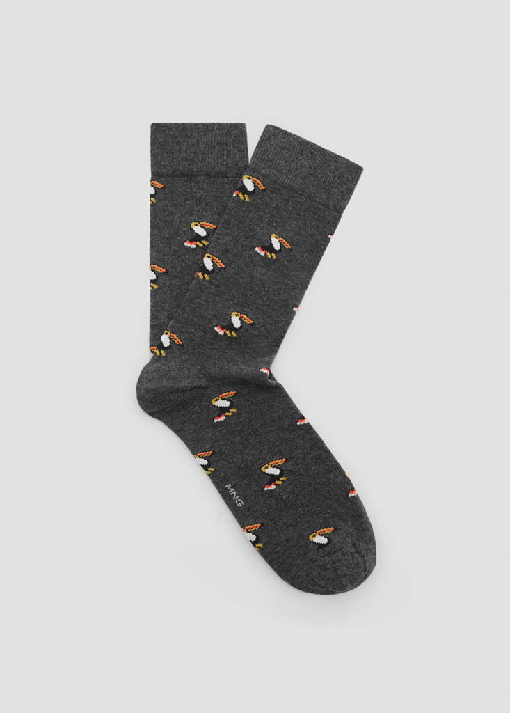 Toucan print socks — Dark Heather Grey