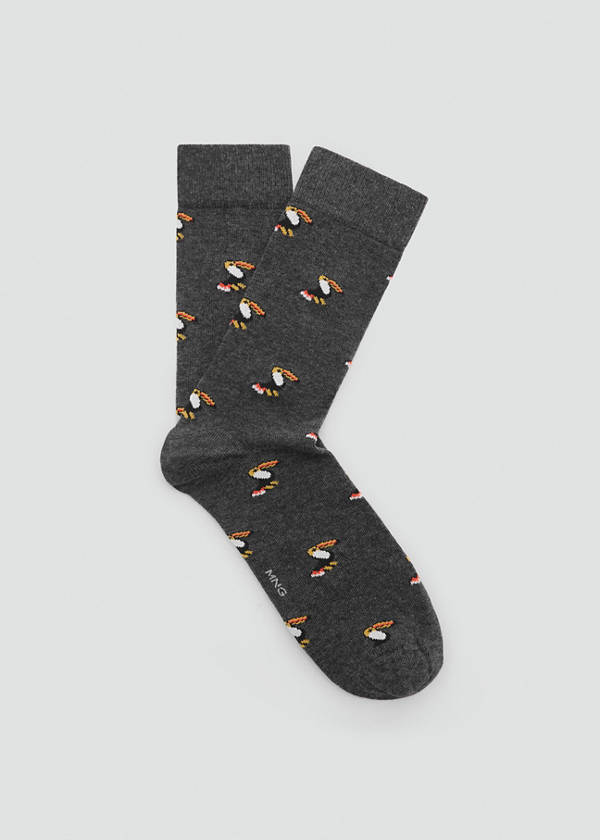 Toucan print socks — Dark Heather Grey