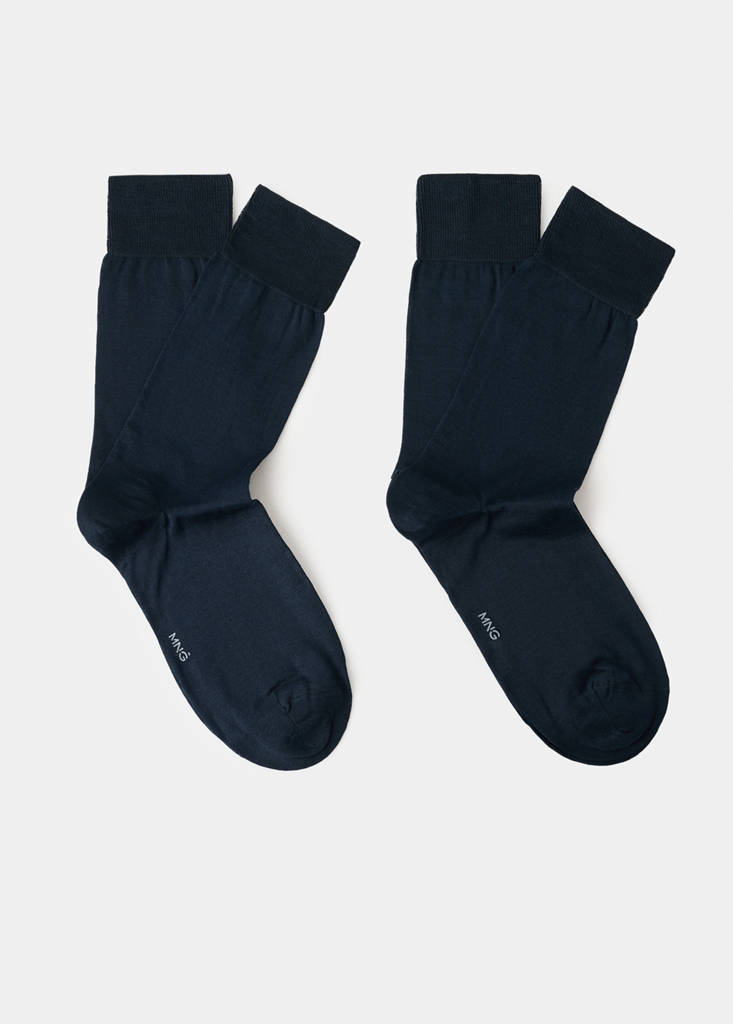 Pack of 2 long cotton socks — Dark Navy