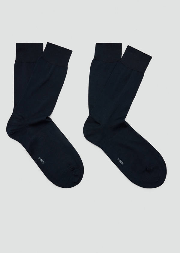Pack of 2 long cotton socks — Dark Navy