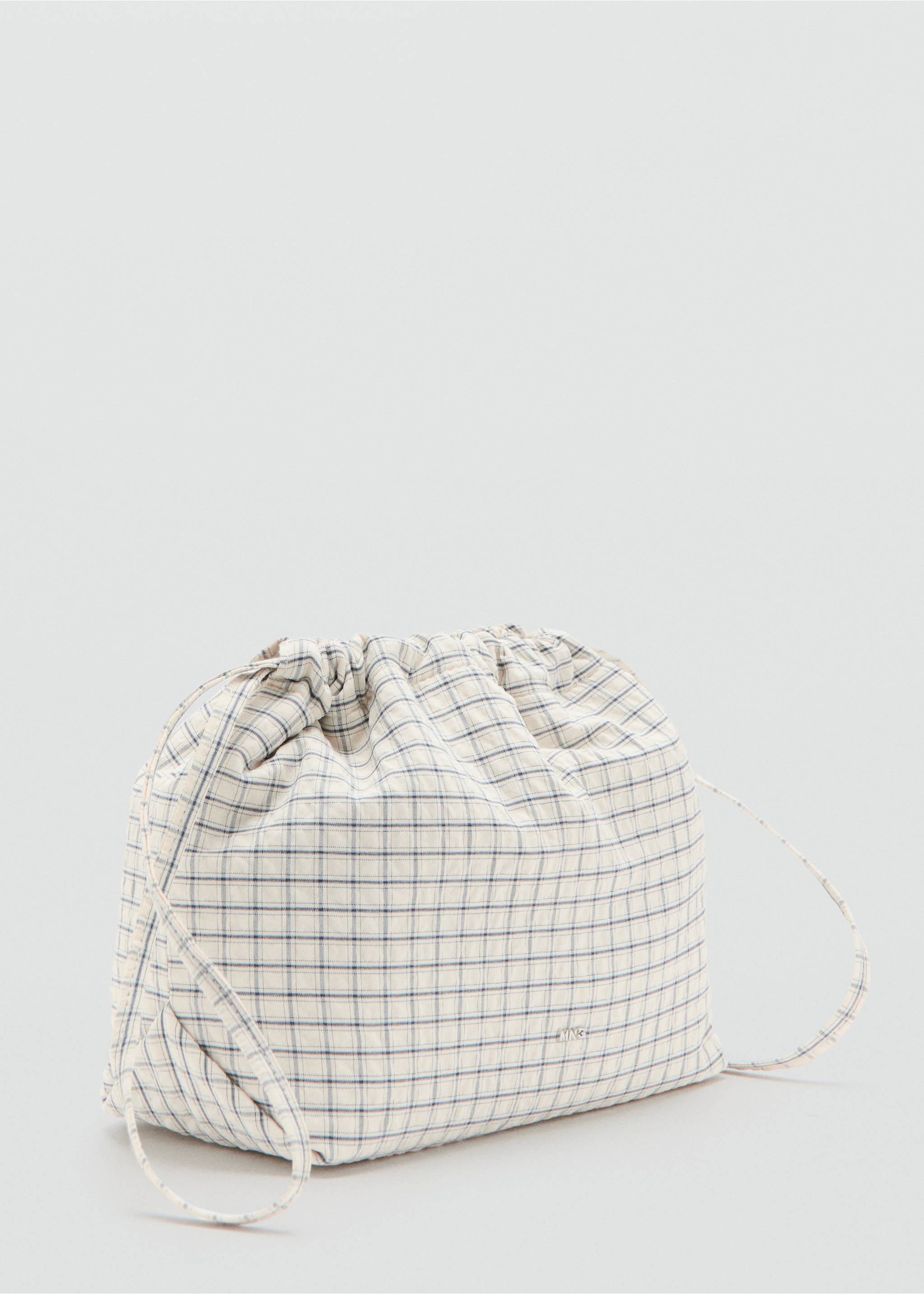 Checked cotton blend wash bag - Medium plane, Ecru. Ref: 37022010-00.