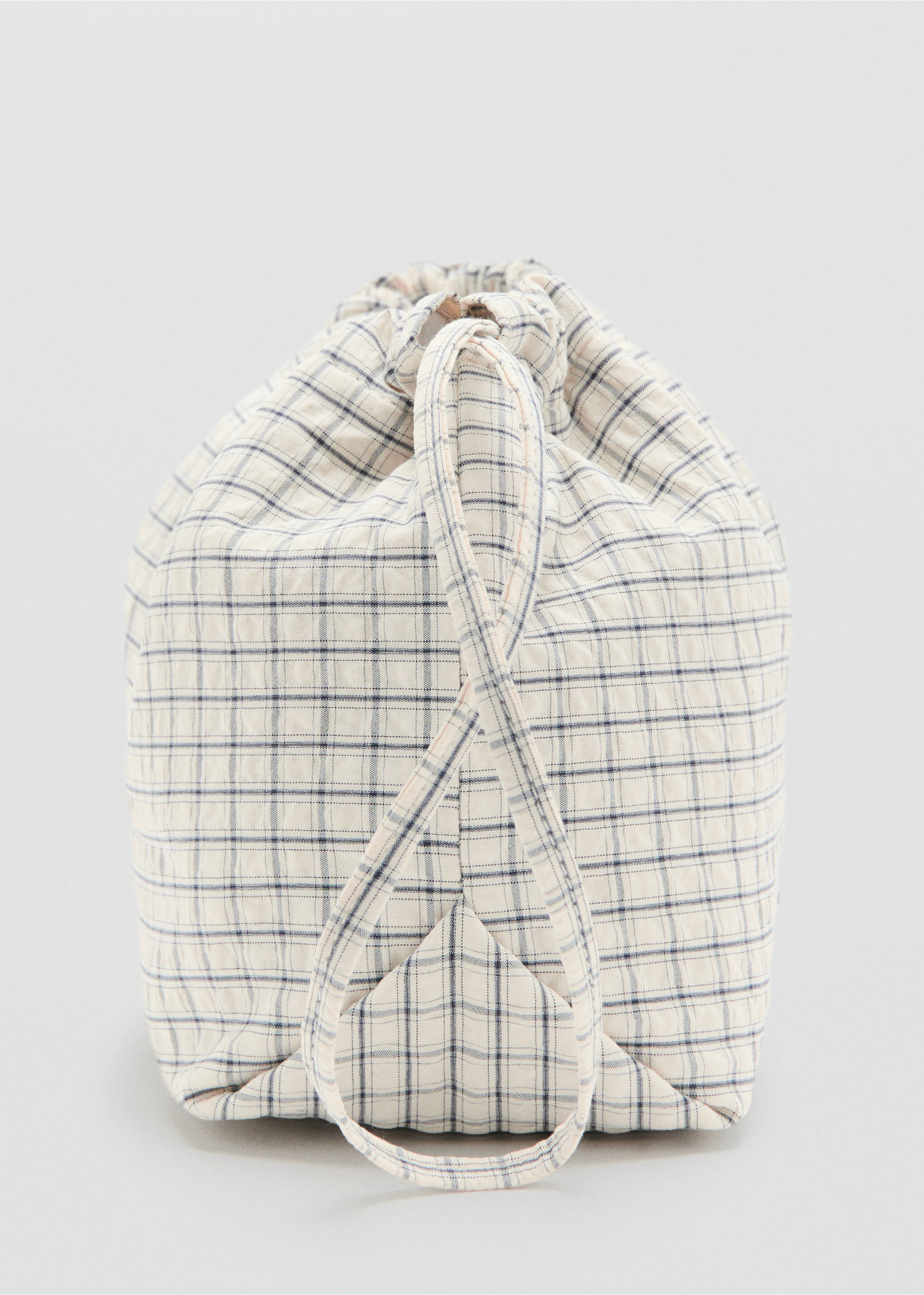 Checked cotton blend wash bag - Details of the article 1, Ecru. Ref: 37022010-00.