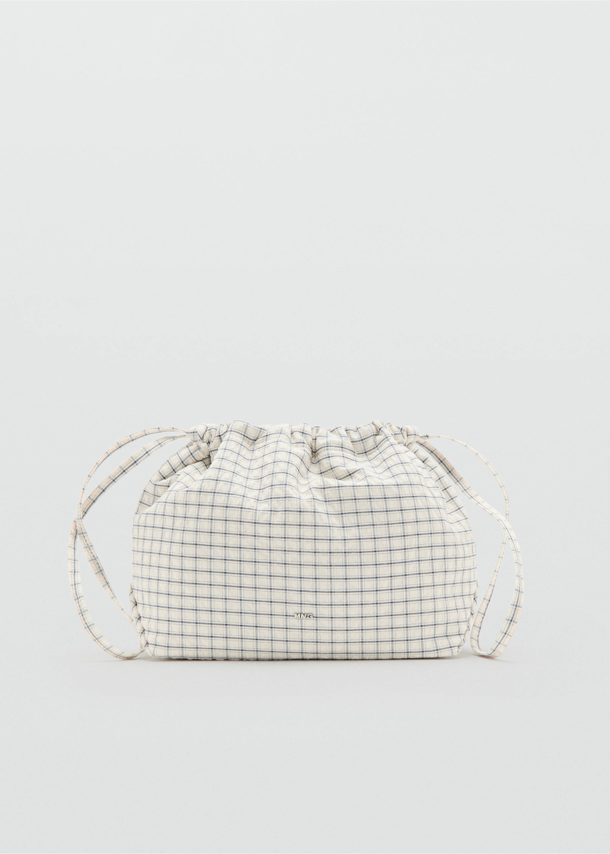 Checked cotton blend wash bag - Article without model, Ecru. Ref: 37022010-00.