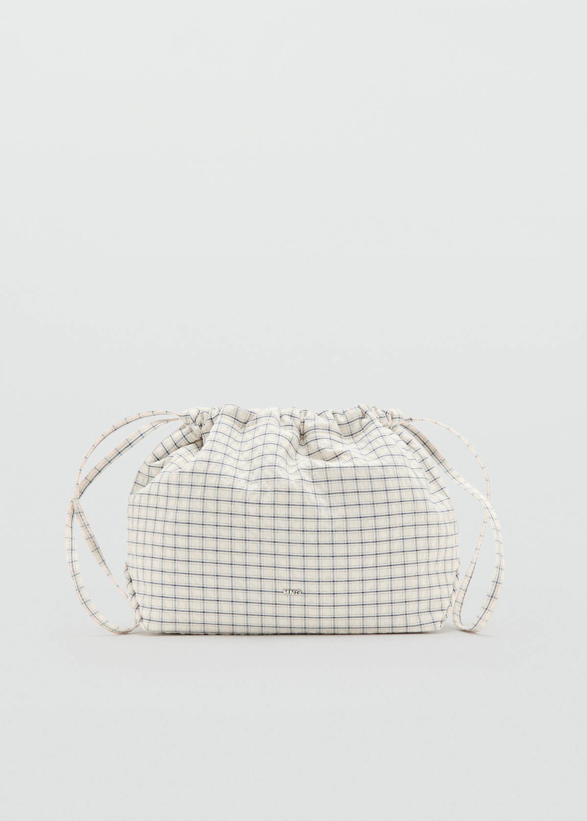 Checked cotton wash bag — Ecru