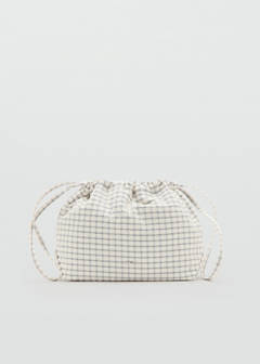 Checked cotton wash bag — Ecru 1