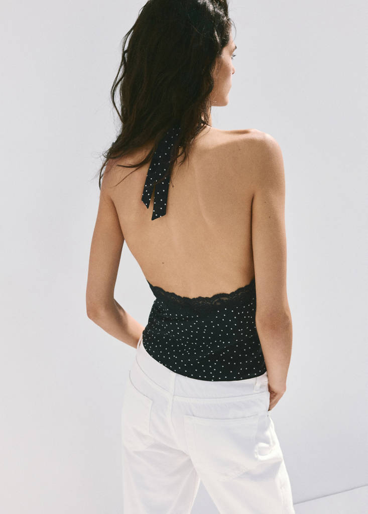 Polka-dot crop top — Black