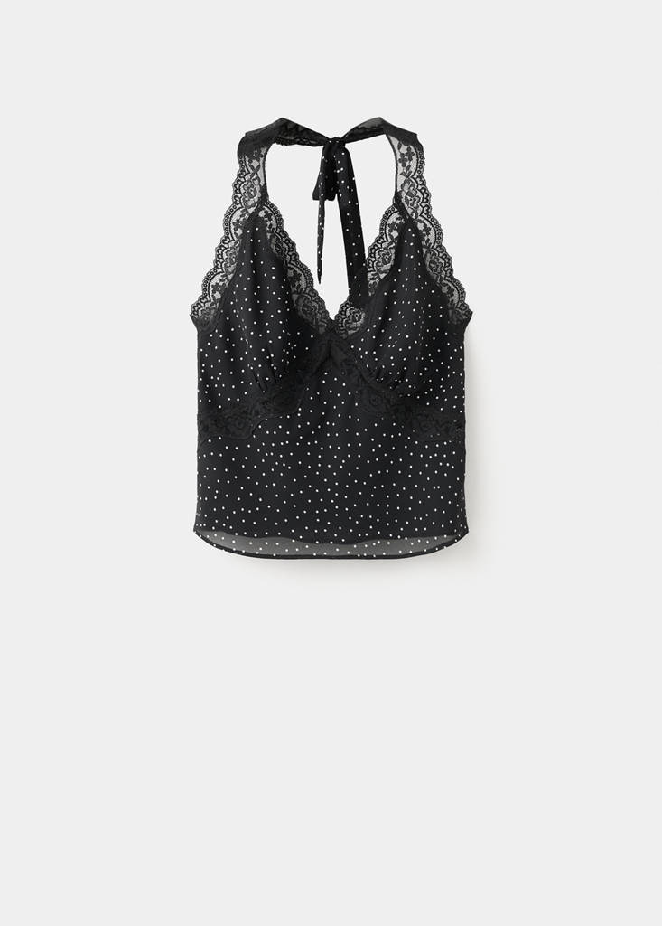 Polka-dot crop top — Black