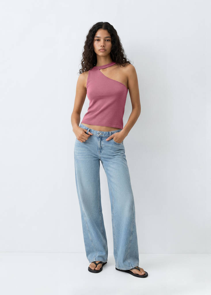 Knit asymmetric top — Pink