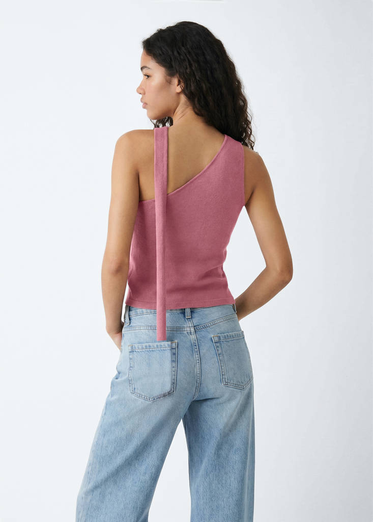 Knit asymmetric top — Pink