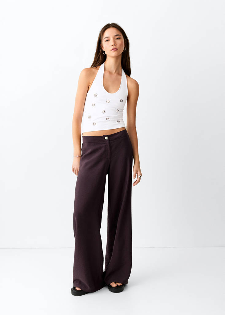 Halter top with metallic details — Off White