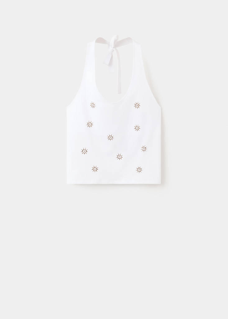 Halter top with metallic details — Off White