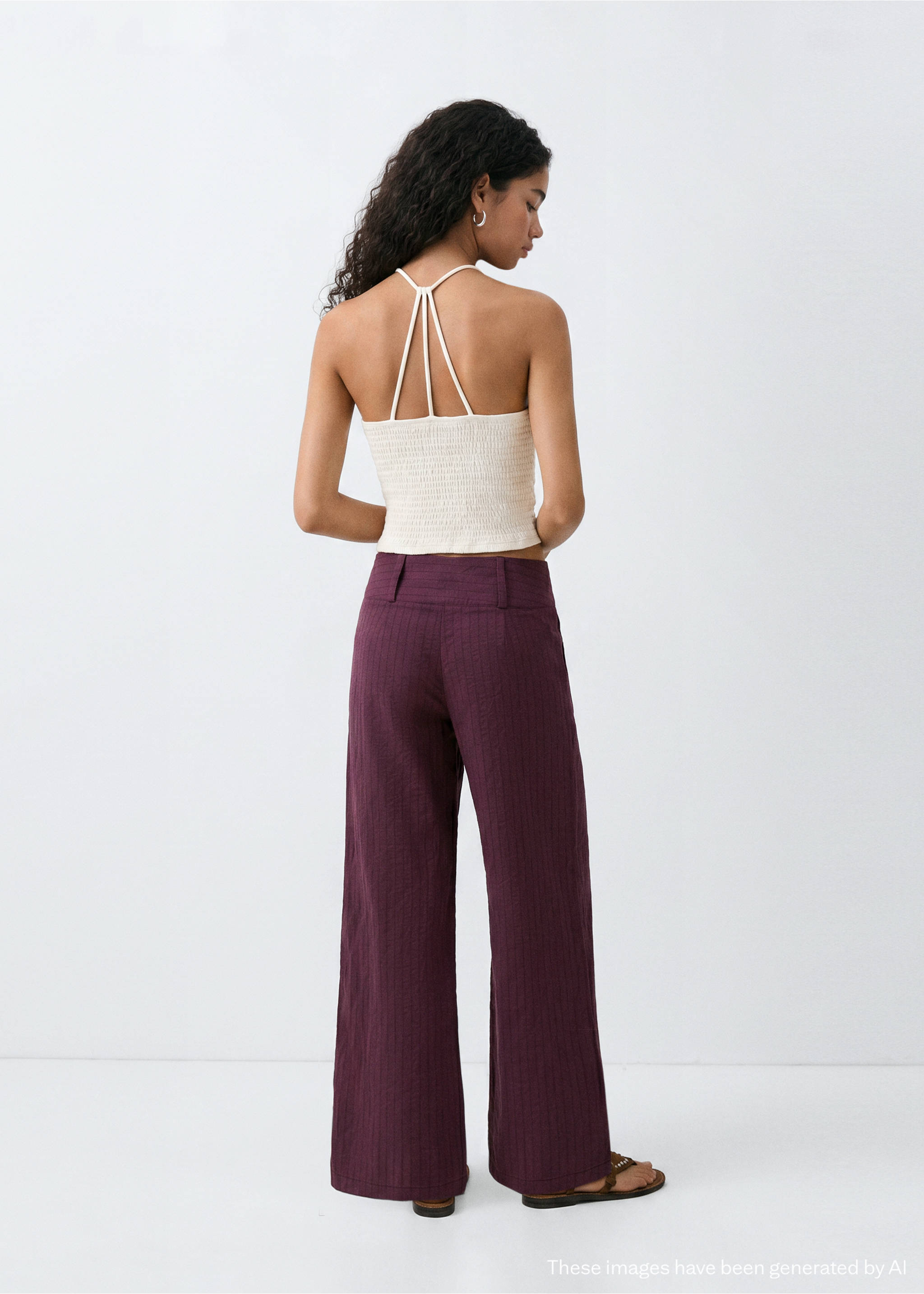 Halter top with embroidered details - Reverse of the article, Off White. Ref: 37022534-00.