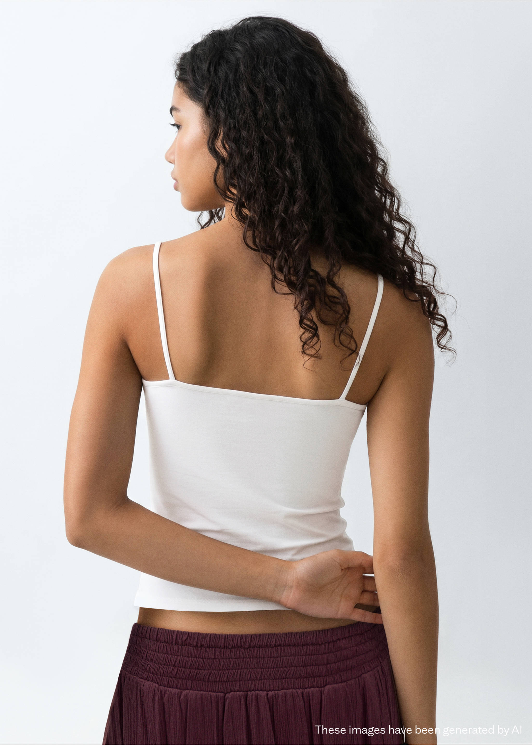Top coton bretelles - Verso de l’article, Blanc cassé. Ref: 37022535-00.