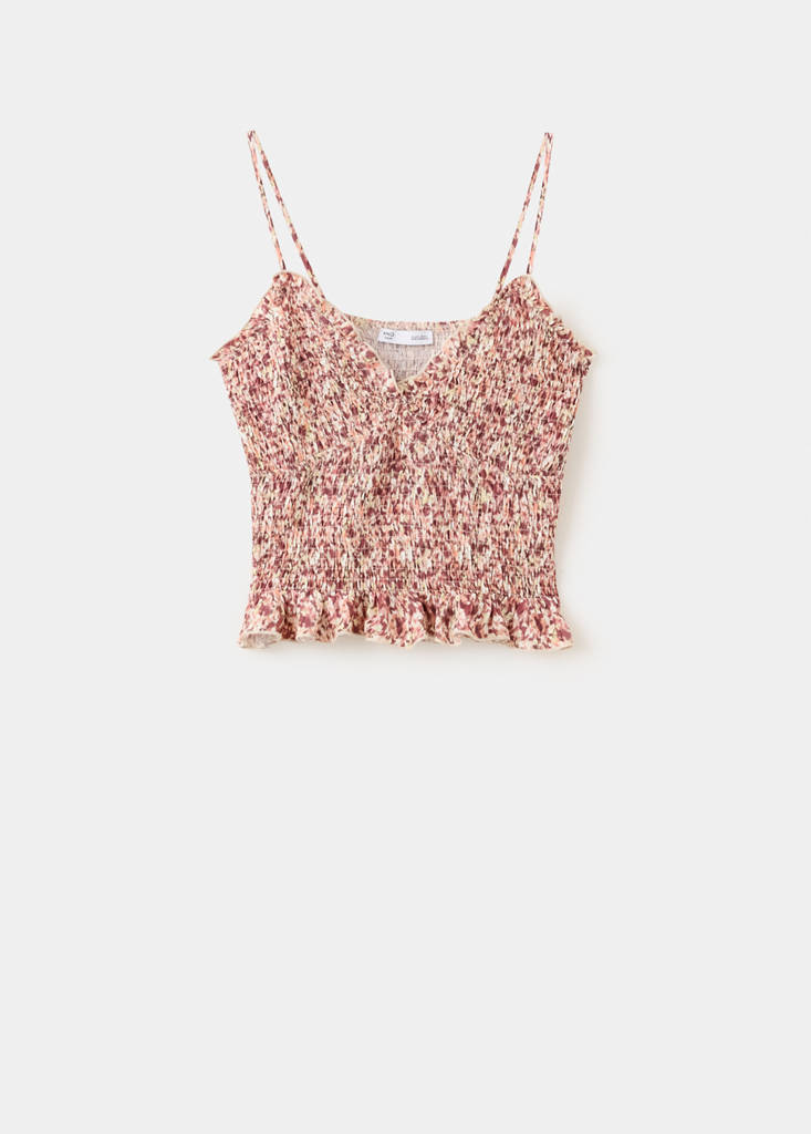 Print ruched top — Pastel Pink