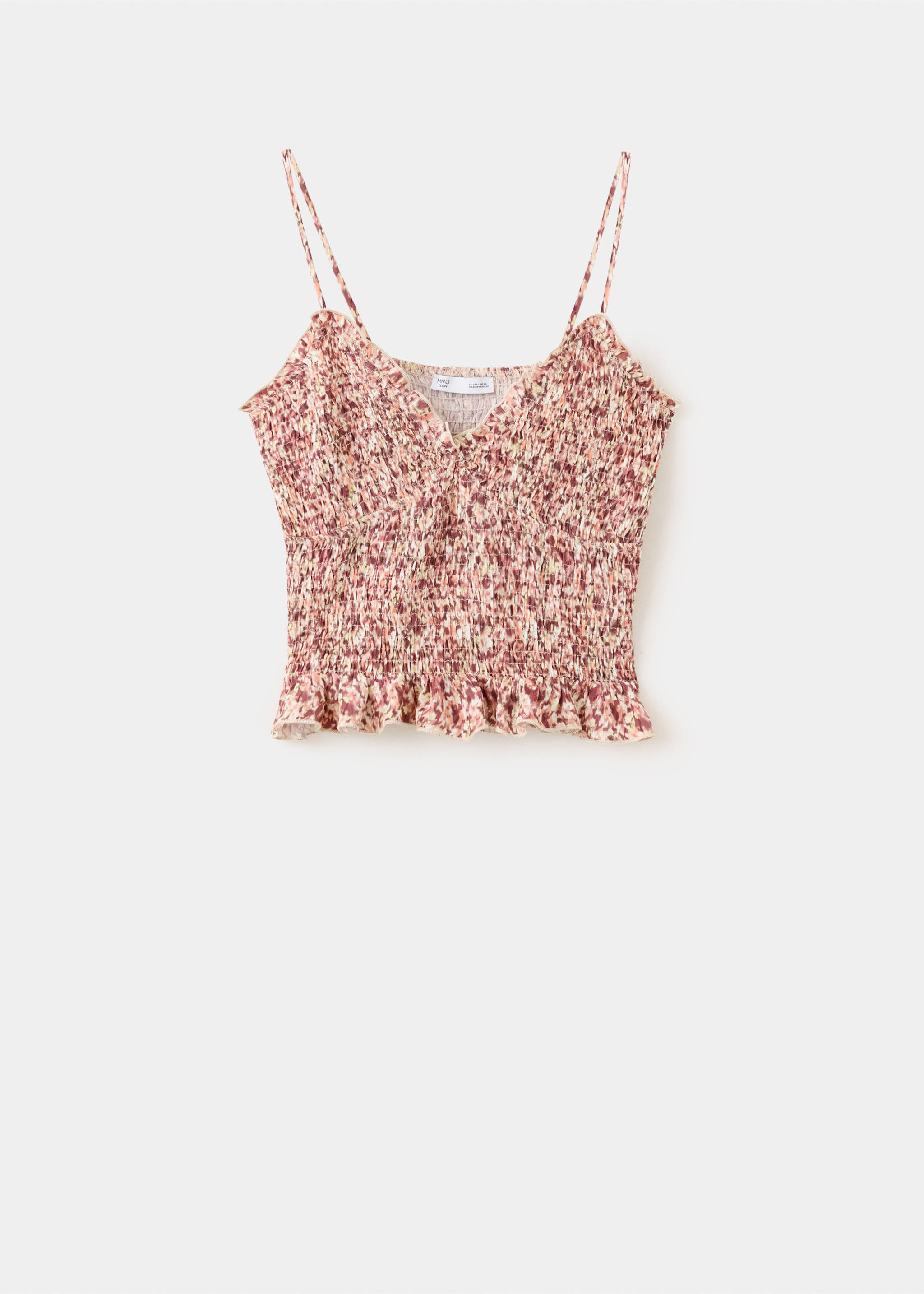 Top franzido estampado - Artigo sem modelo, Rosa-pastel. Ref: 37022539-00.