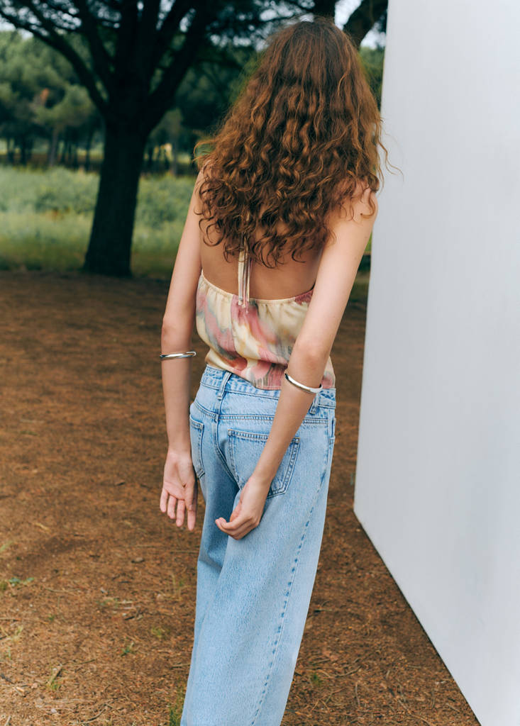Halter neck tie-dye top — Pastel Pink