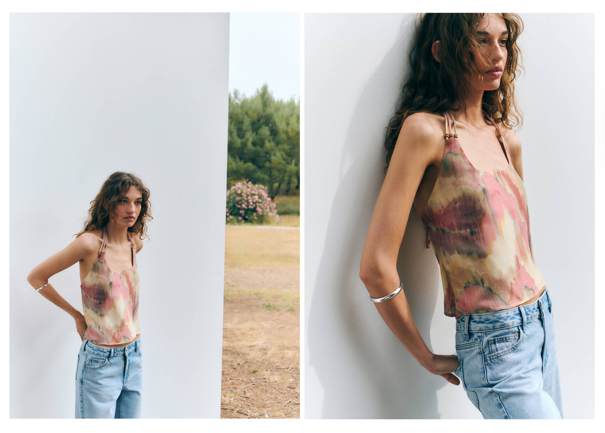 Halter neck tie-dye top - Panoramic plane