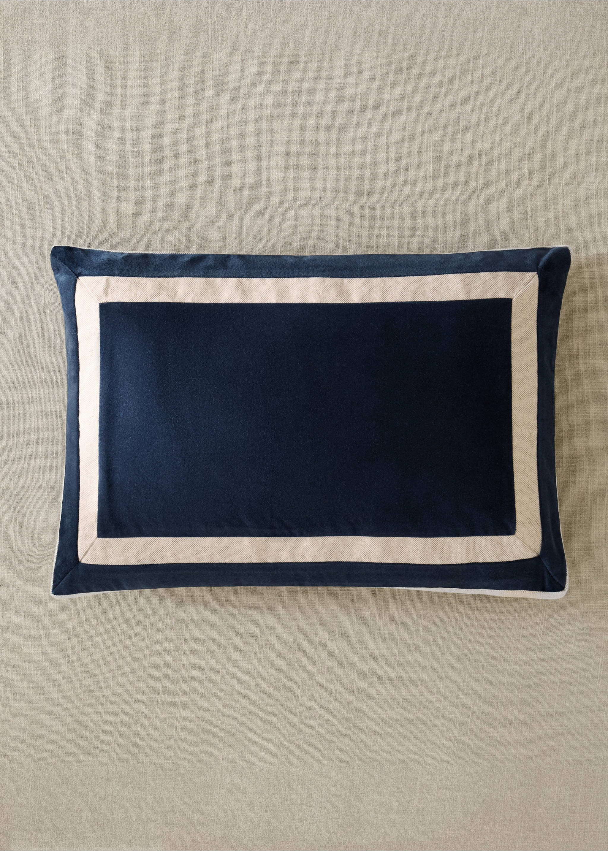 Cotton checked cushion cover 40x60cm - General plane, Blue. Ref: 37022549-00.