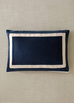 Velvet cushion cover with linen detail 40 x 60 cm — Blue 1