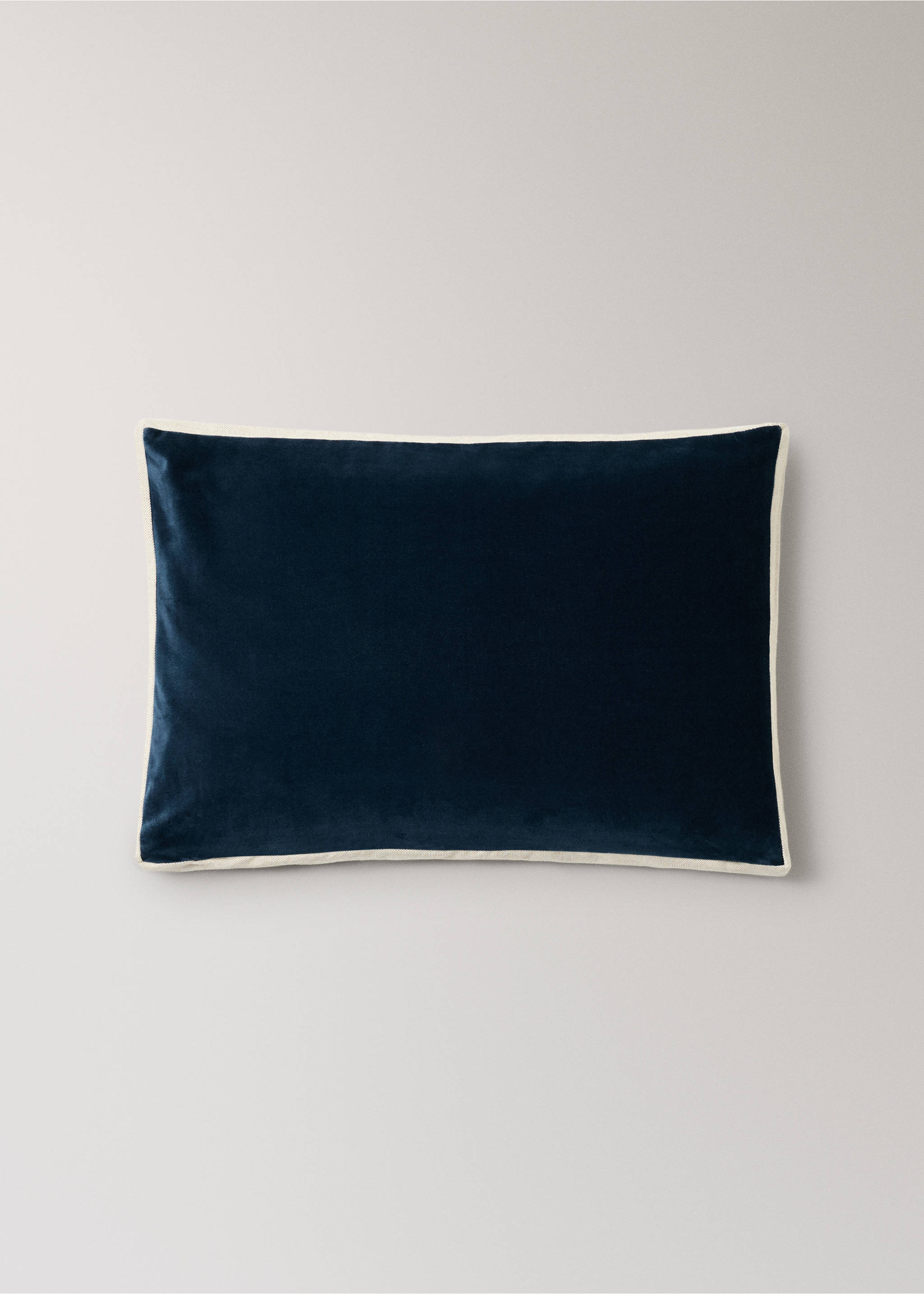 Cotton checked cushion cover 40x60cm - Details of the article 4, Blue. Ref: 37022549-00.