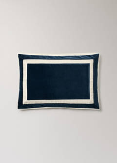 Velvet cushion cover with linen detail 40 x 60 cm — Blue 6