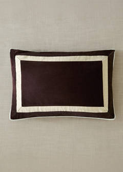 Velvet cushion cover with linen detail 40 x 60 cm — Dark Red 1
