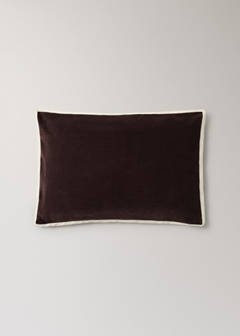 Velvet cushion cover with linen detail 40 x 60 cm — Dark Red 5