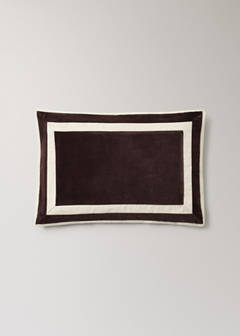 Velvet cushion cover with linen detail 40 x 60 cm — Dark Red 6