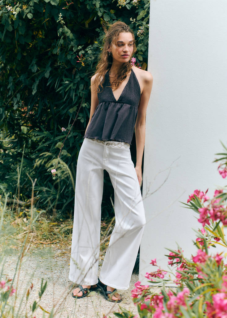 Wide-leg jeans with embroidered details — Off White