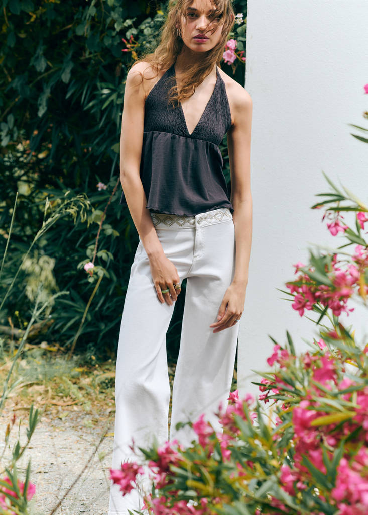 Wide-leg jeans with embroidered details — Off White