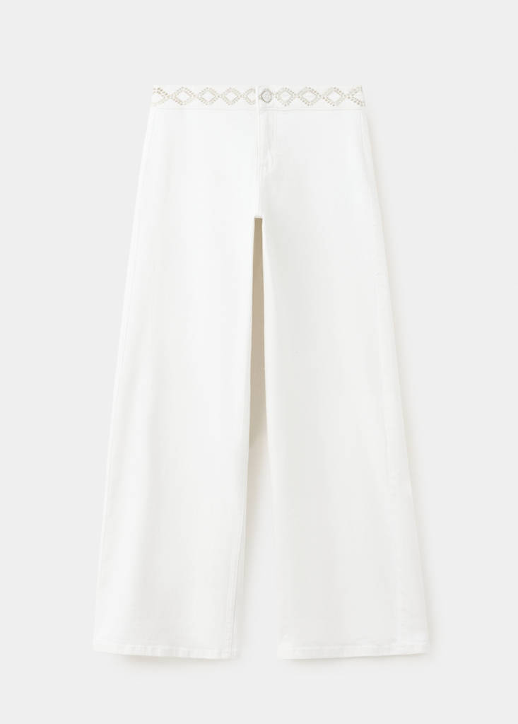 Wide-leg jeans with embroidered details — Off White