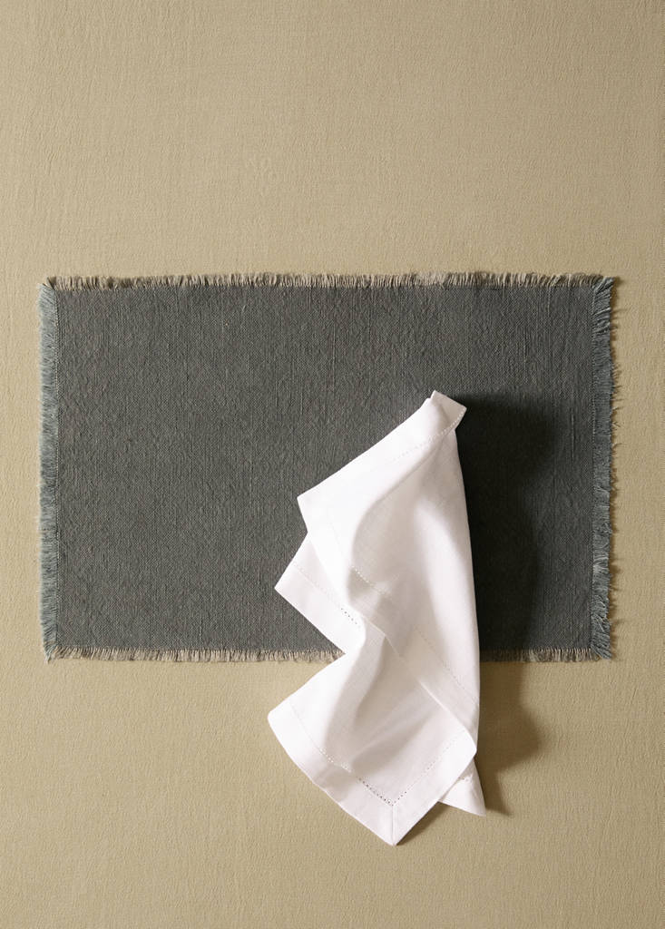 Frayed jute table mat — Pastel Green