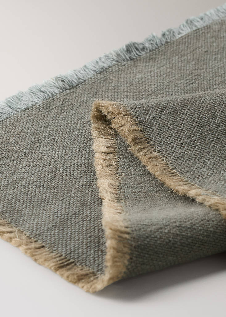 Frayed jute table mat — Pastel Green