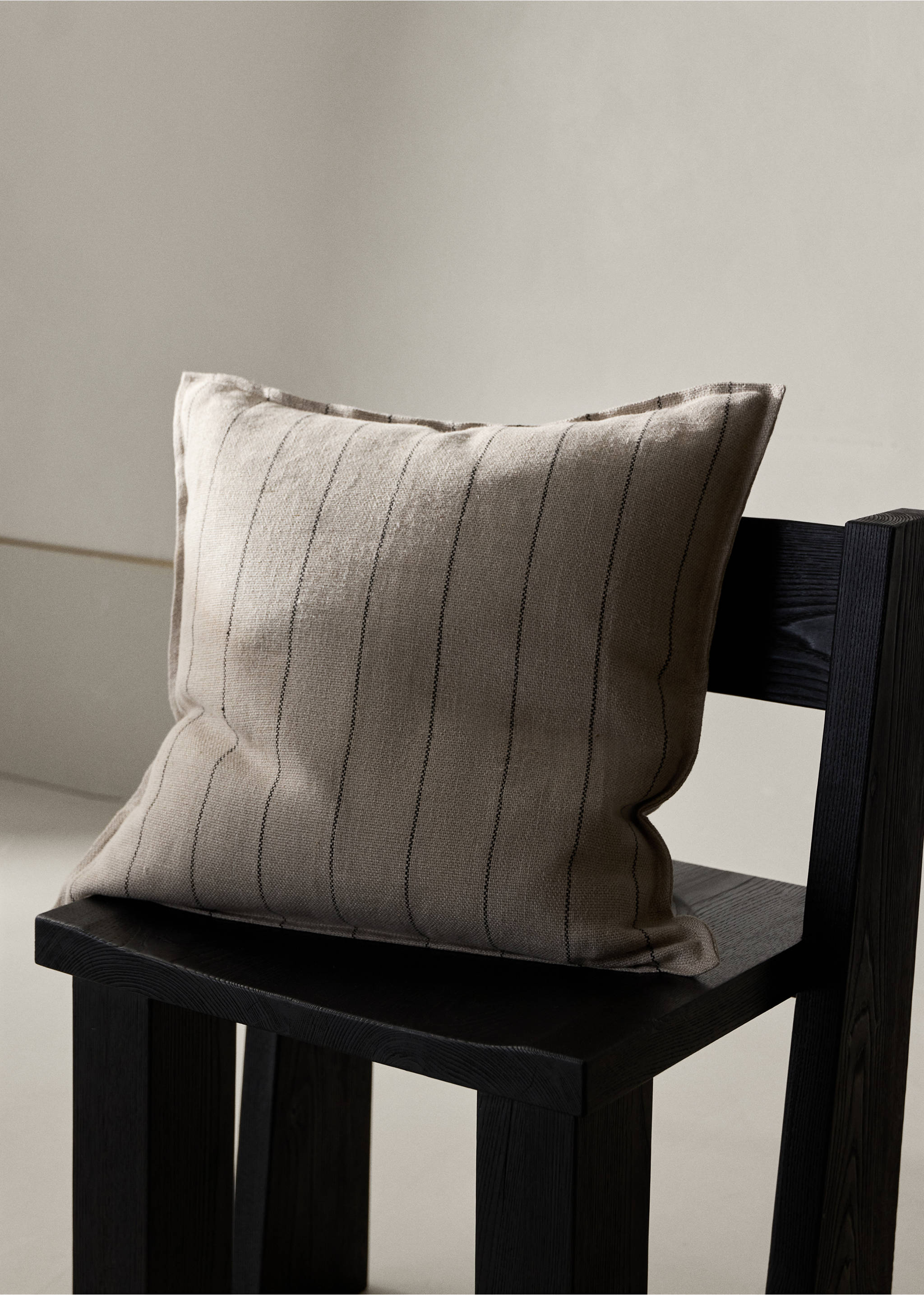 100% linen striped cushion cover 50x50cm - General plane, Sand. Ref: 37022555-00.