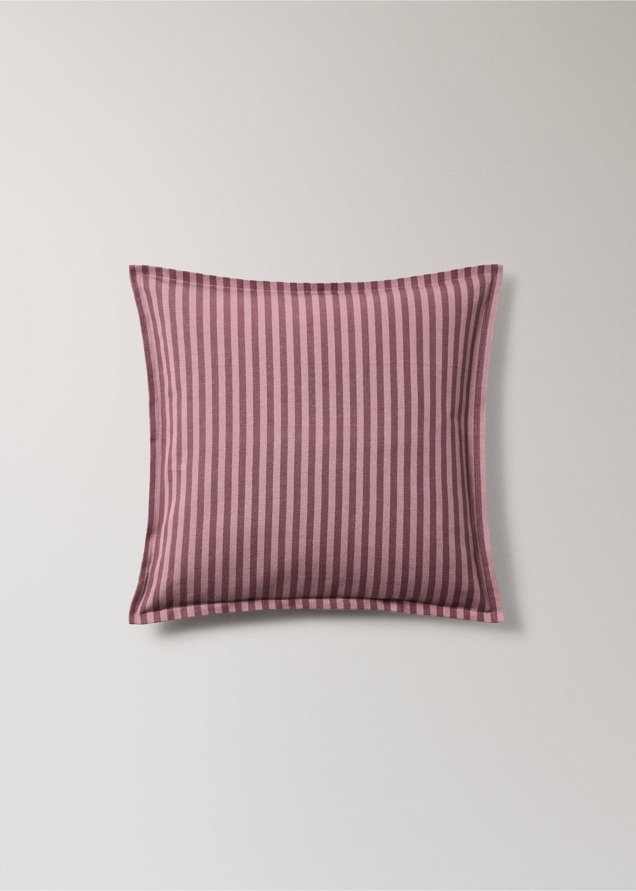 Cotton stripe cushion cover 50x50cm - Article without model, Dark Red. Ref: 37022560-00.