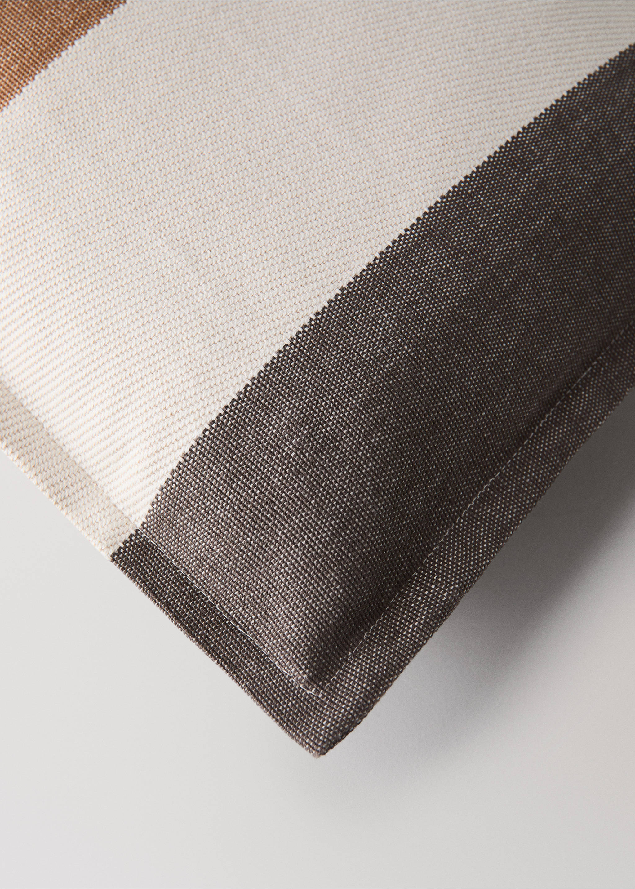 Woven striped cotton pillow cover 30 x 50 cm - Details of the article 2, Russet. Ref: 37022561-00.