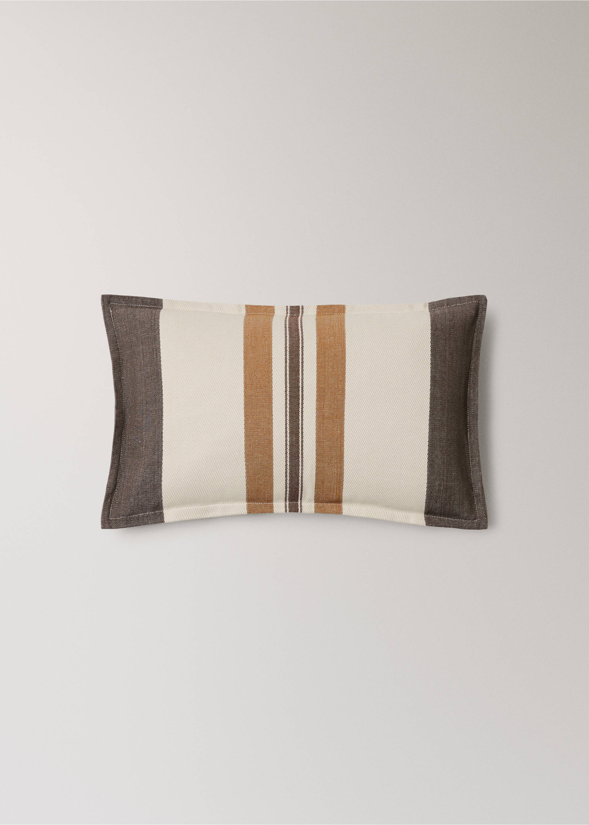 Woven striped cotton pillow cover 30 x 50 cm - Article without model, Russet. Ref: 37022561-00.