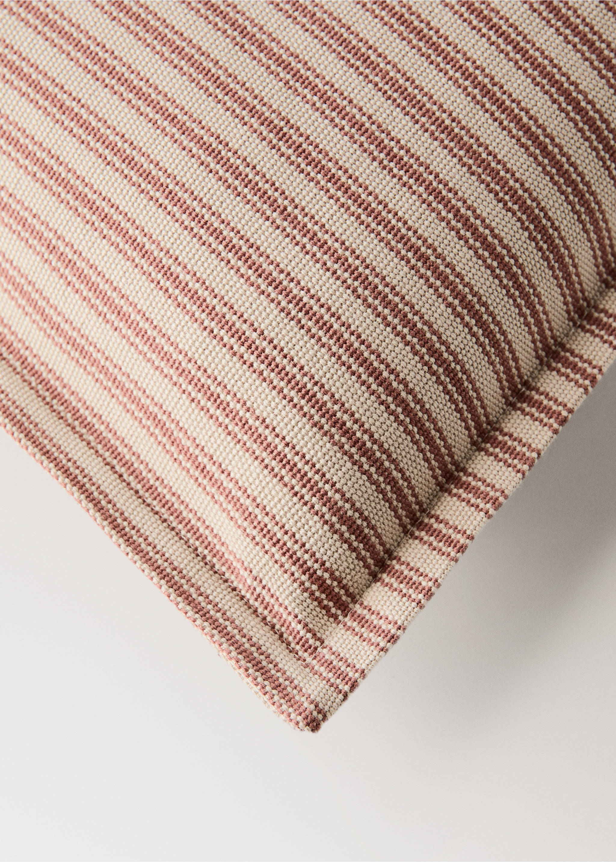 Cotton striped cushion cover 30x50cm - Details of the article 1, Pink. Ref: 37022566-00.