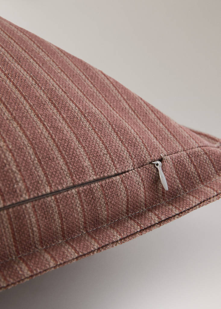 Linen cotton cushion cover with topstitching 40x60 cm — Pink