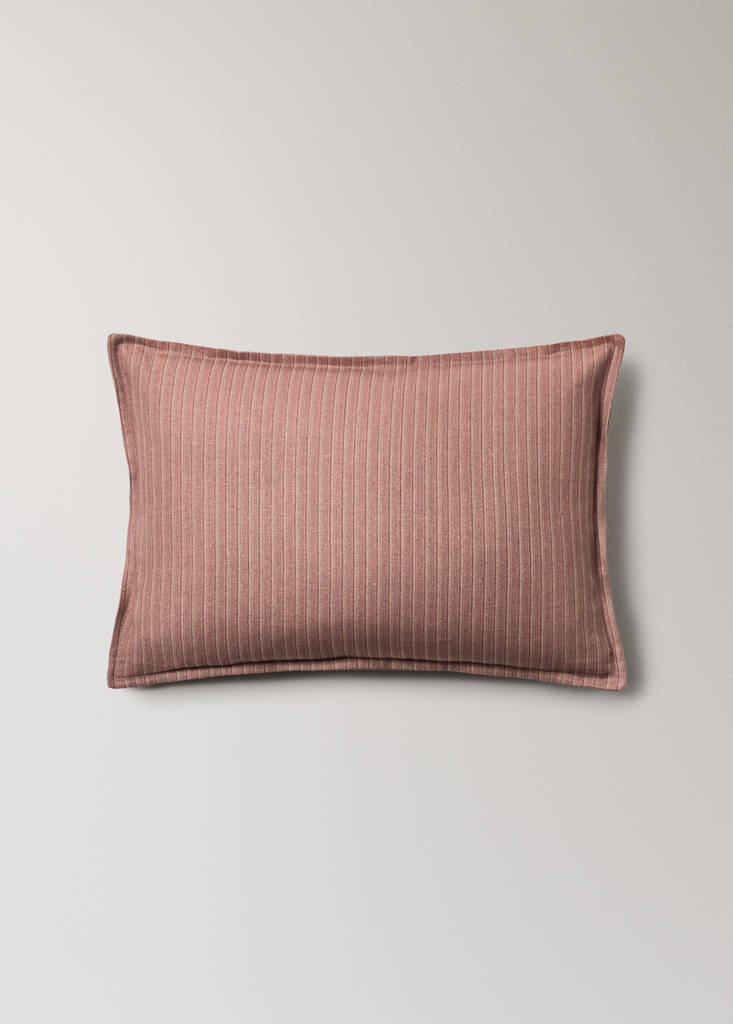 Linen cotton cushion cover with topstitching 40x60 cm — Pink