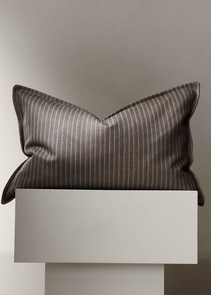 Linen cotton cushion cover with topstitching 40x60 cm — Grey